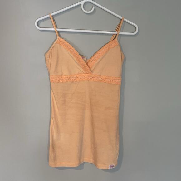 Victorias Secret Babydoll Tank Top Medium Lace V Neck VTG 90's Y2K Orange READ - Picture 1 of 11